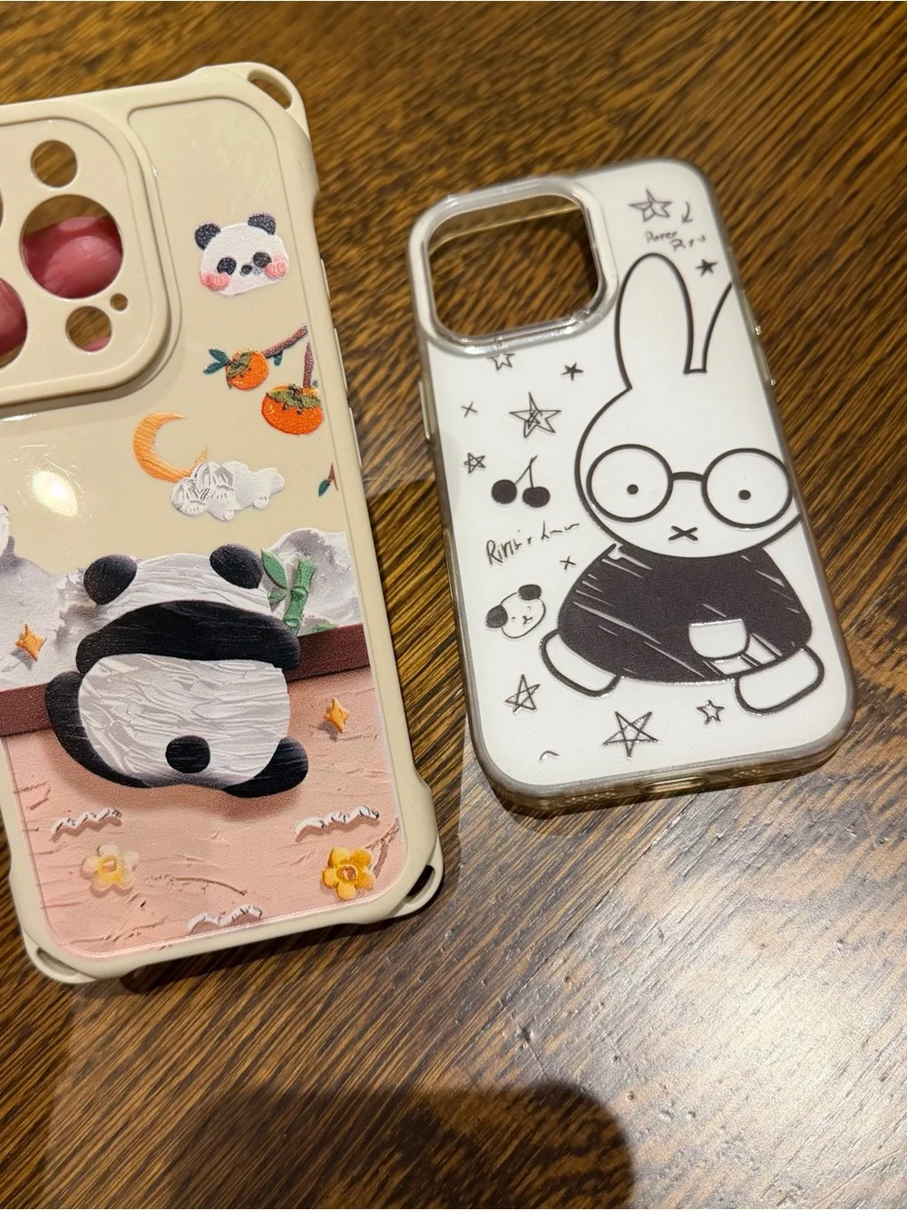 Cute iPhone 16 pro cases Panda & Bunny iPhone Case Set - White/Cream